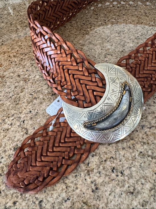 Free People Lunar Eclipse Belt in Cognac Brown Leather OS S-L - 39” length main image 4